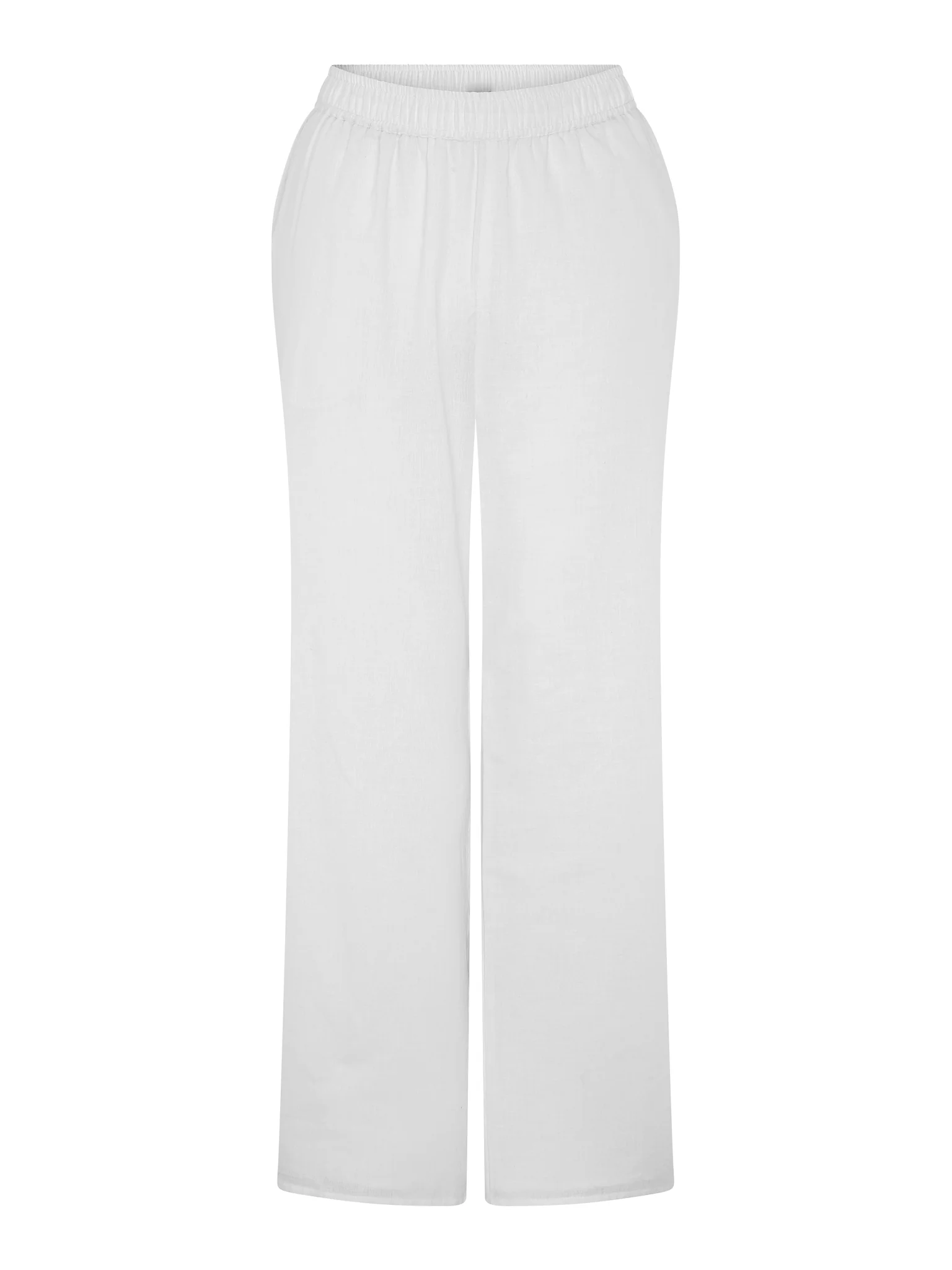 Ramela Elasticated Waist Linen Trouser in White - Image 4