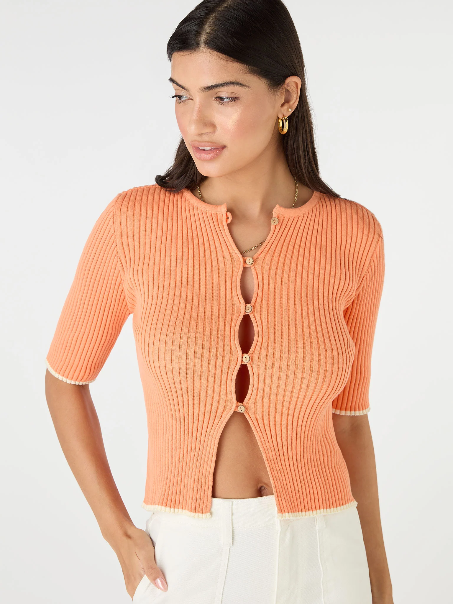 Ramona Cardigan in Coral - Image 5