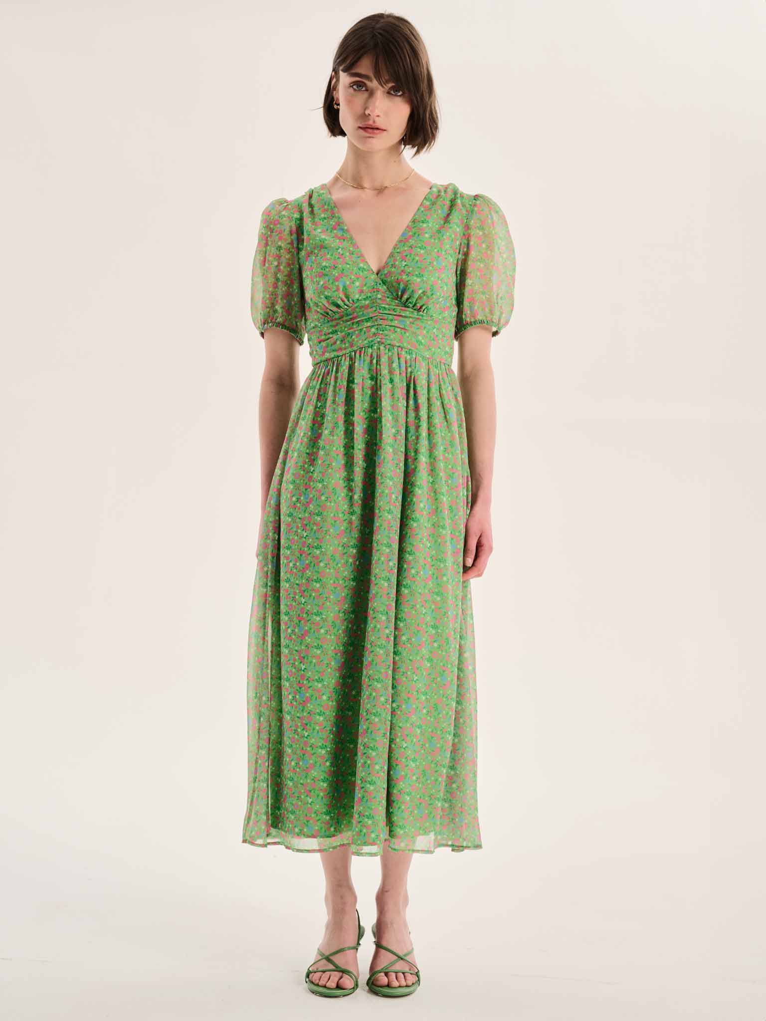 Raphaela Dress in Green Floral Print - Image 3