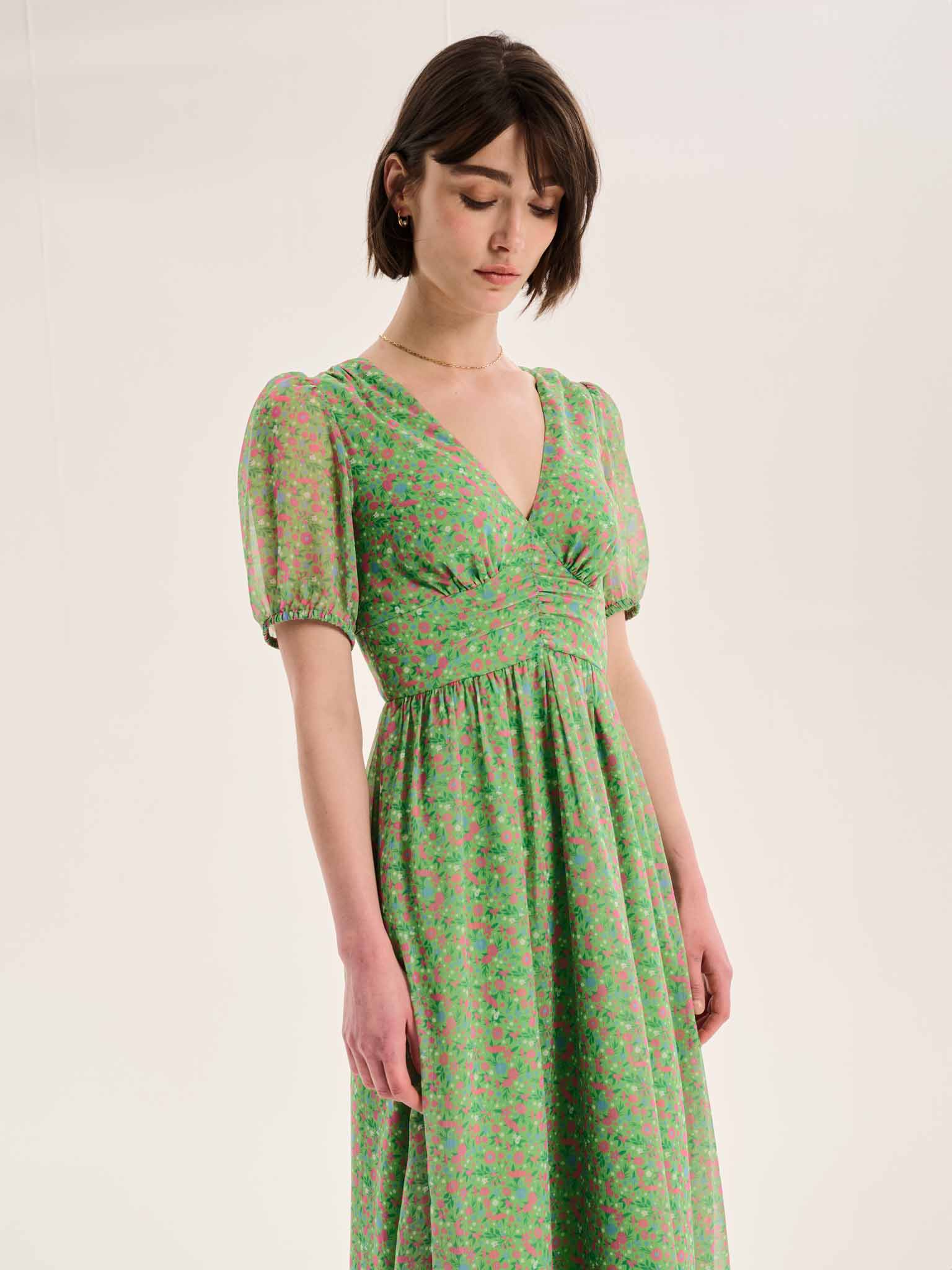 Raphaela Dress in Green Floral Print - Image 4