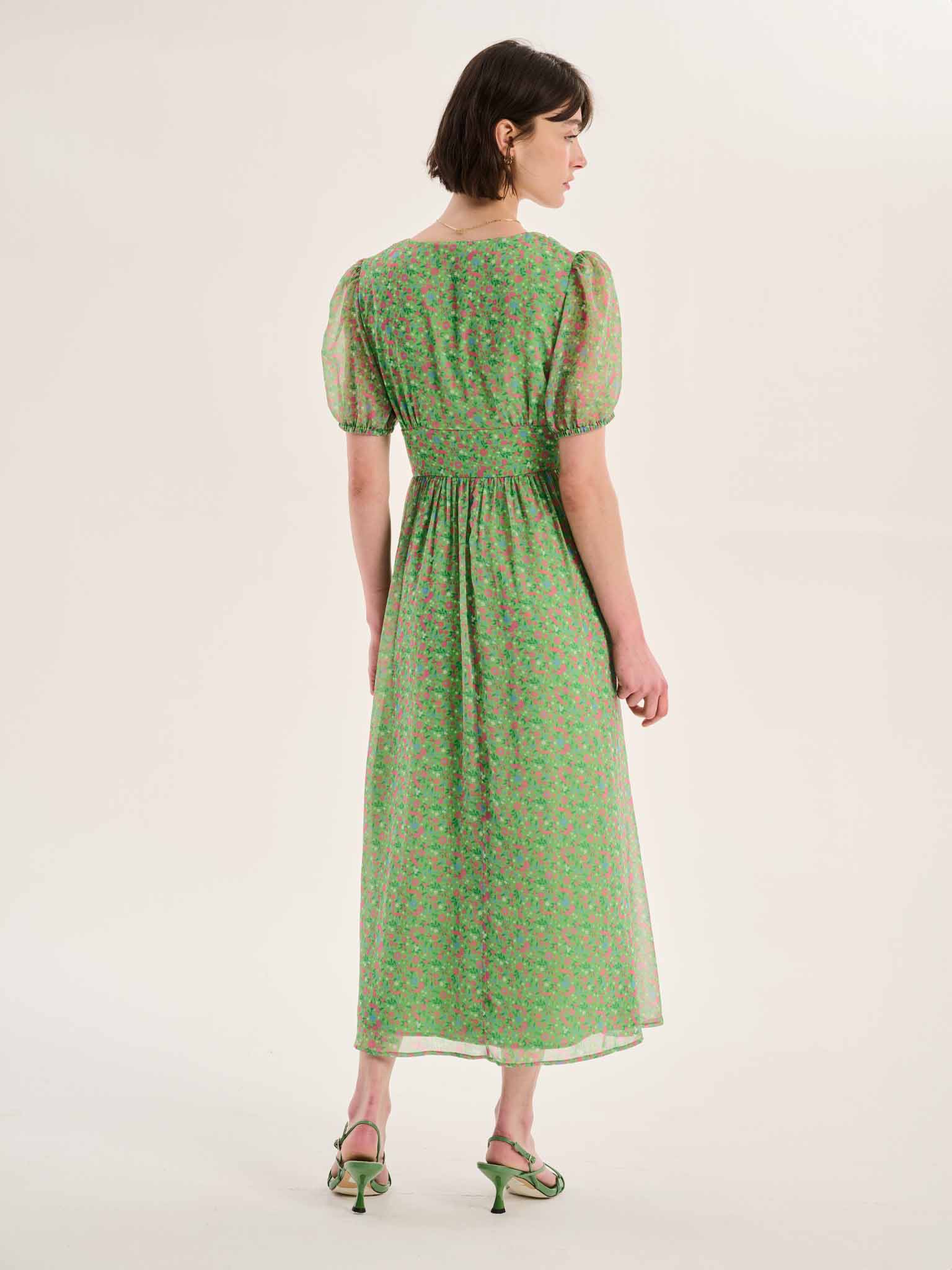 Raphaela Dress in Green Floral Print - Image 5
