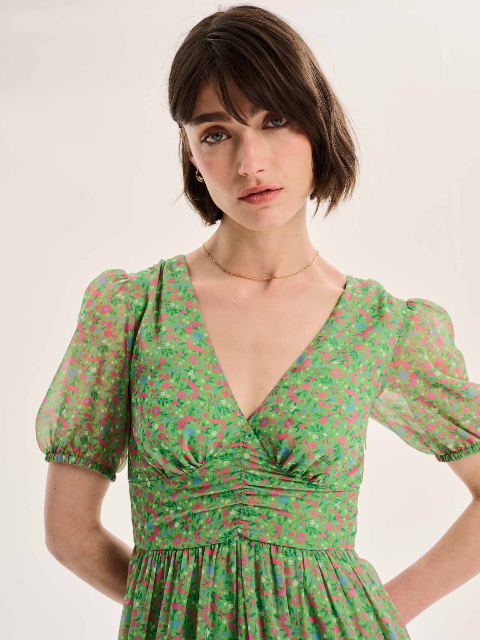 Raphaela Dress in Green Floral Print - Image 6