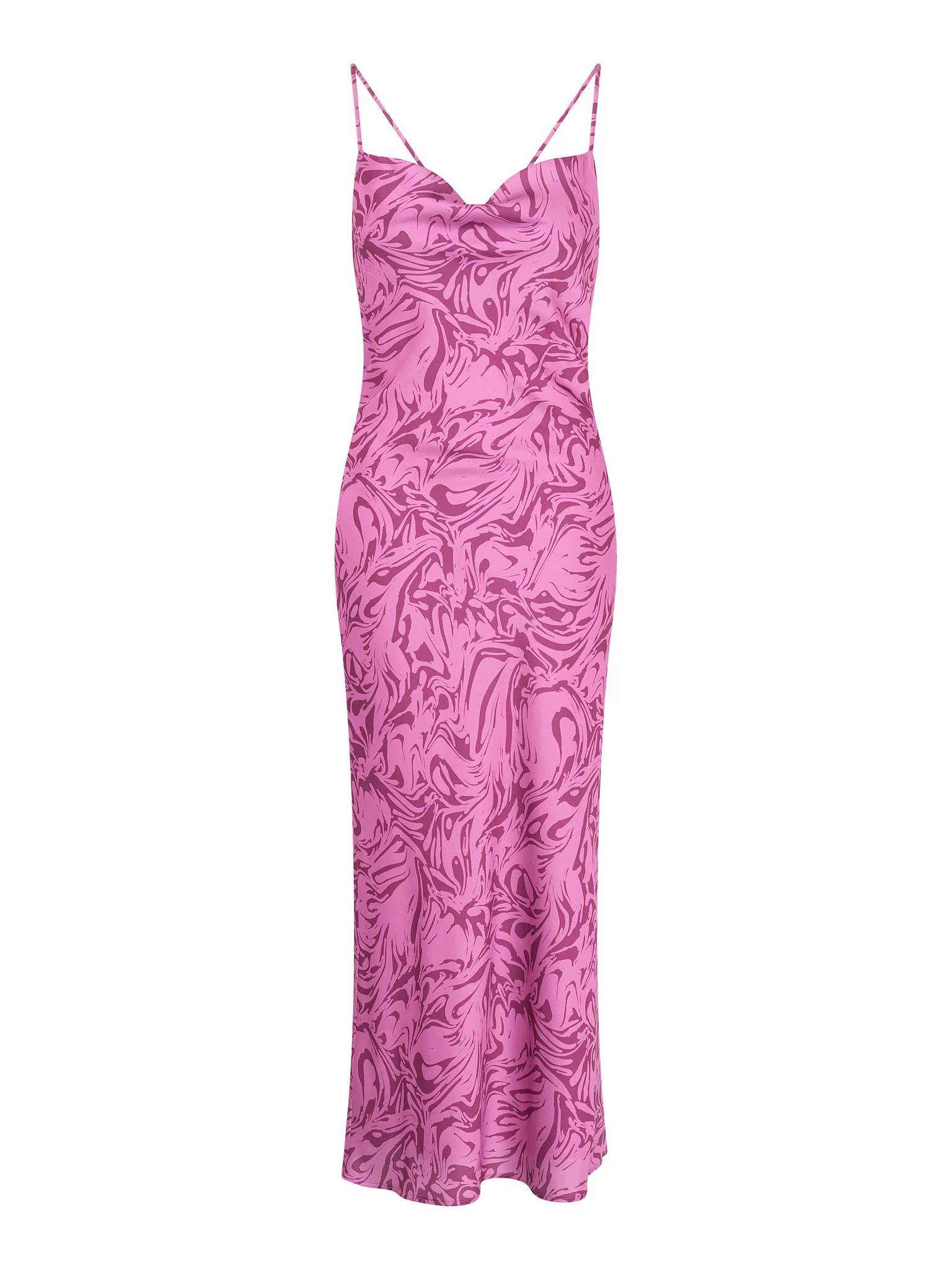 Riviera Slip Midi Dress in Pink Marble - Image 5