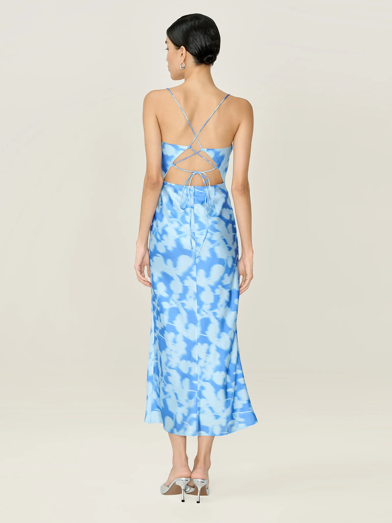 Riviera Dress in Blue Blurred Floral - Image 5