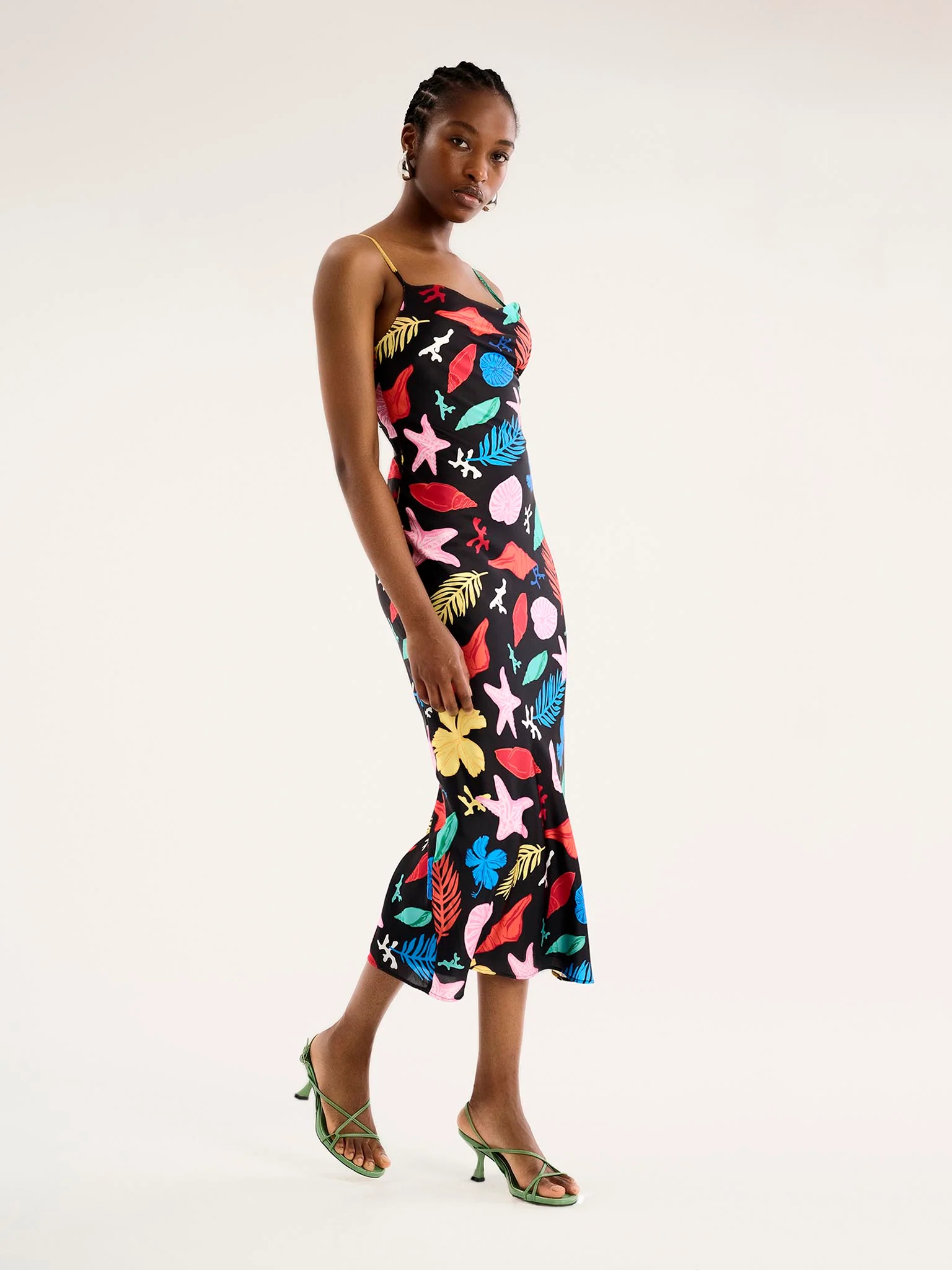 Riviera Midi Dress in Shell Print - Image 3