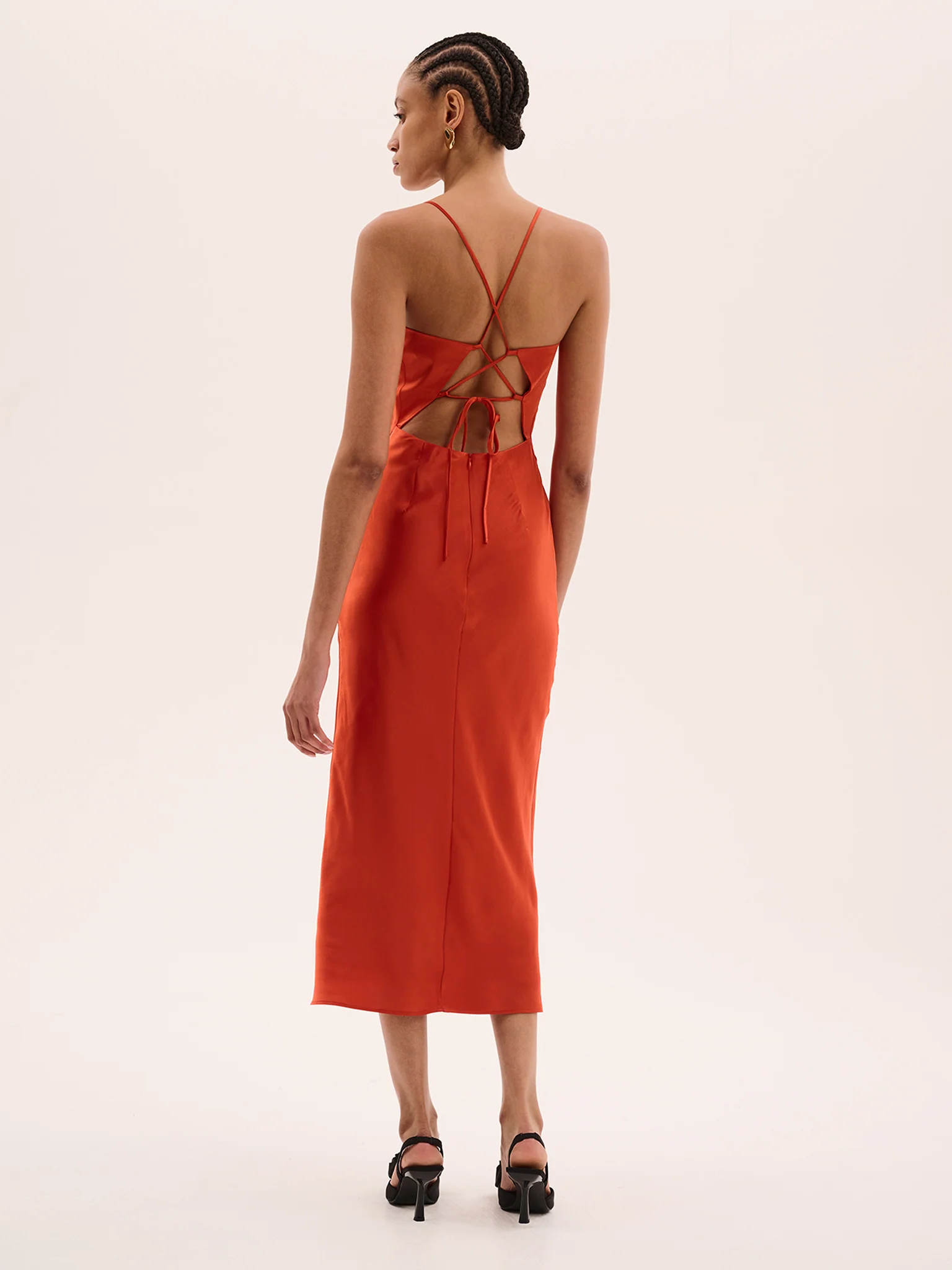Riviera Midi Dress in Brick Orange - Image 3