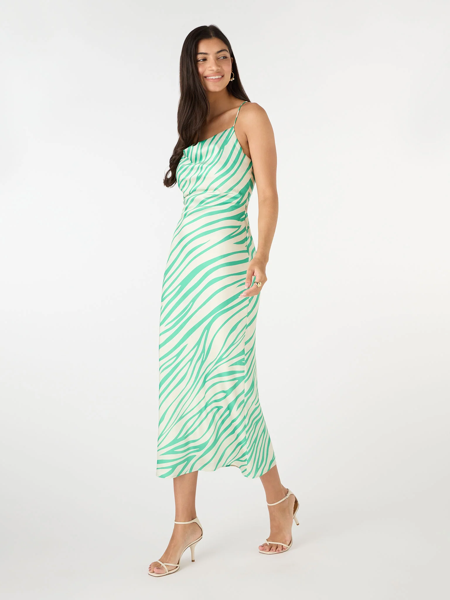 Riviera Midi Dress in Green & White Zebra - Image 2