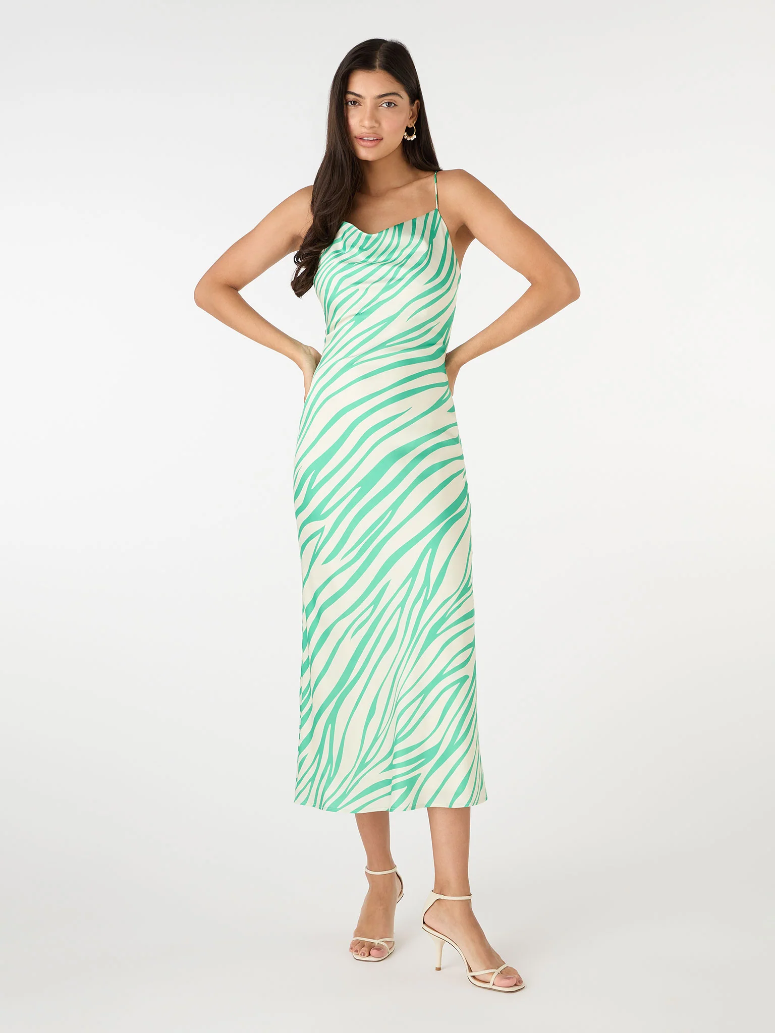 Riviera Midi Dress in Green & White Zebra - Image 5