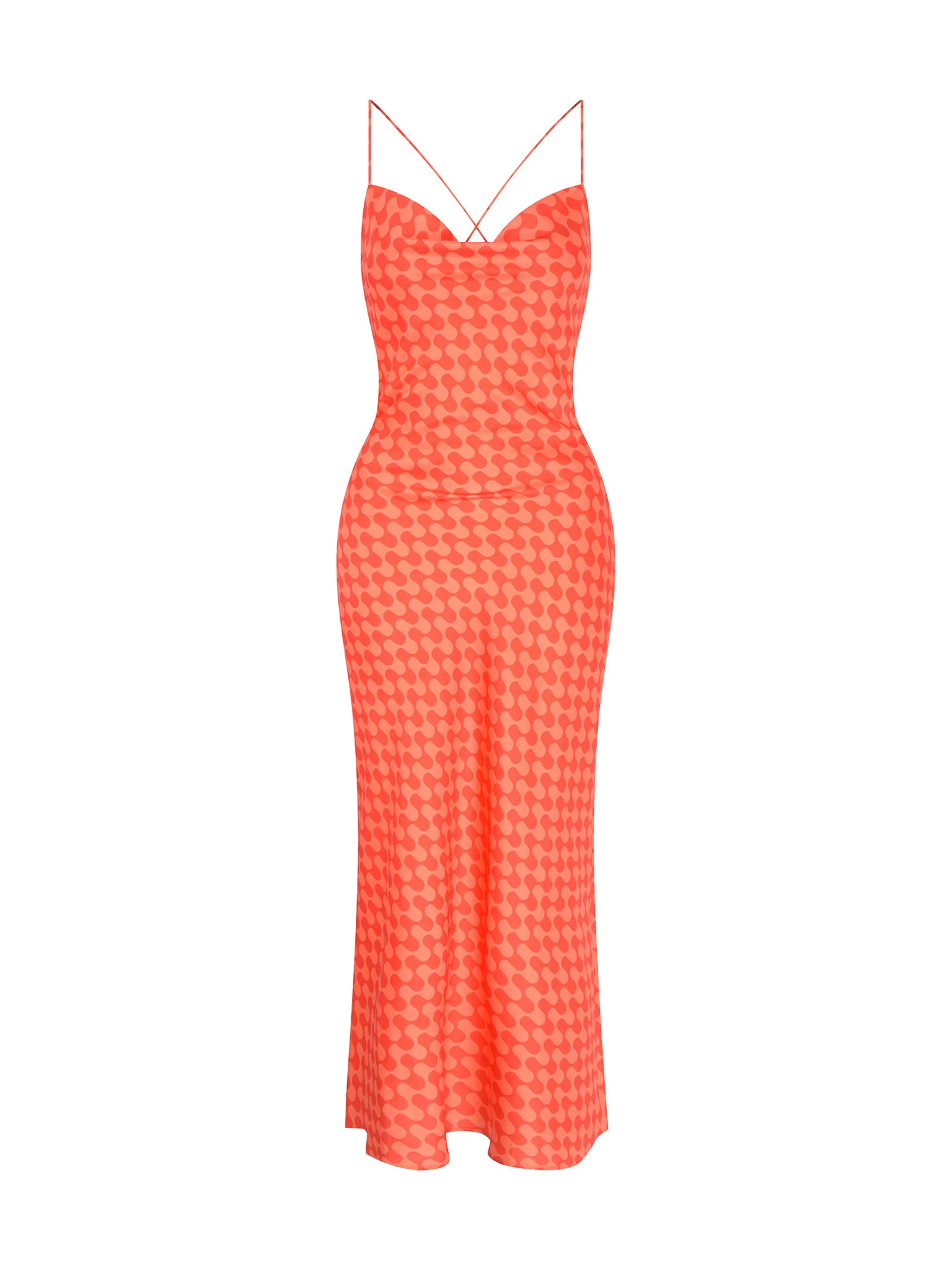 Riviera Midi Dress in Wavy Orange Print - Image 5