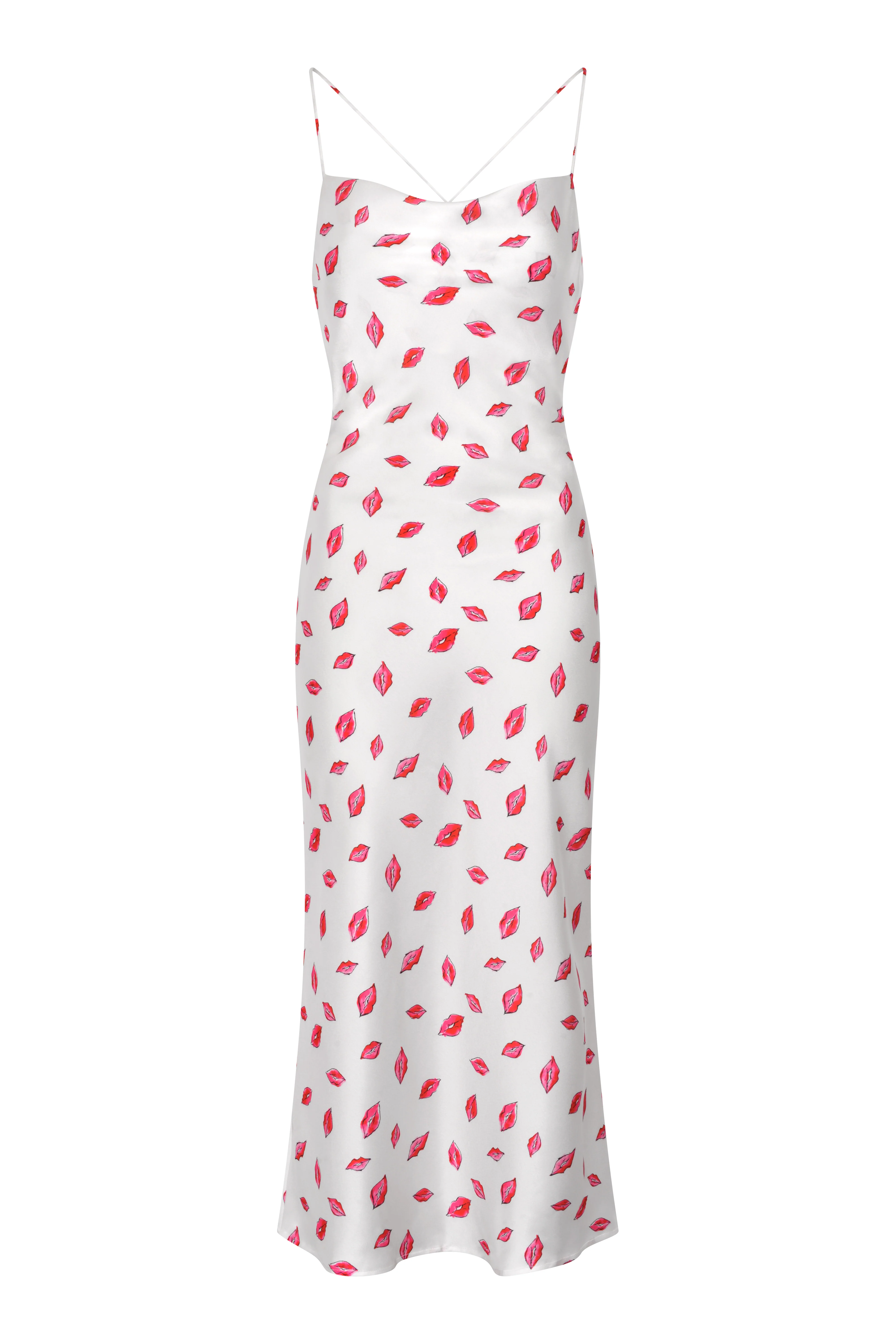 Riviera Midi Dress in White Lips Print - Image 5
