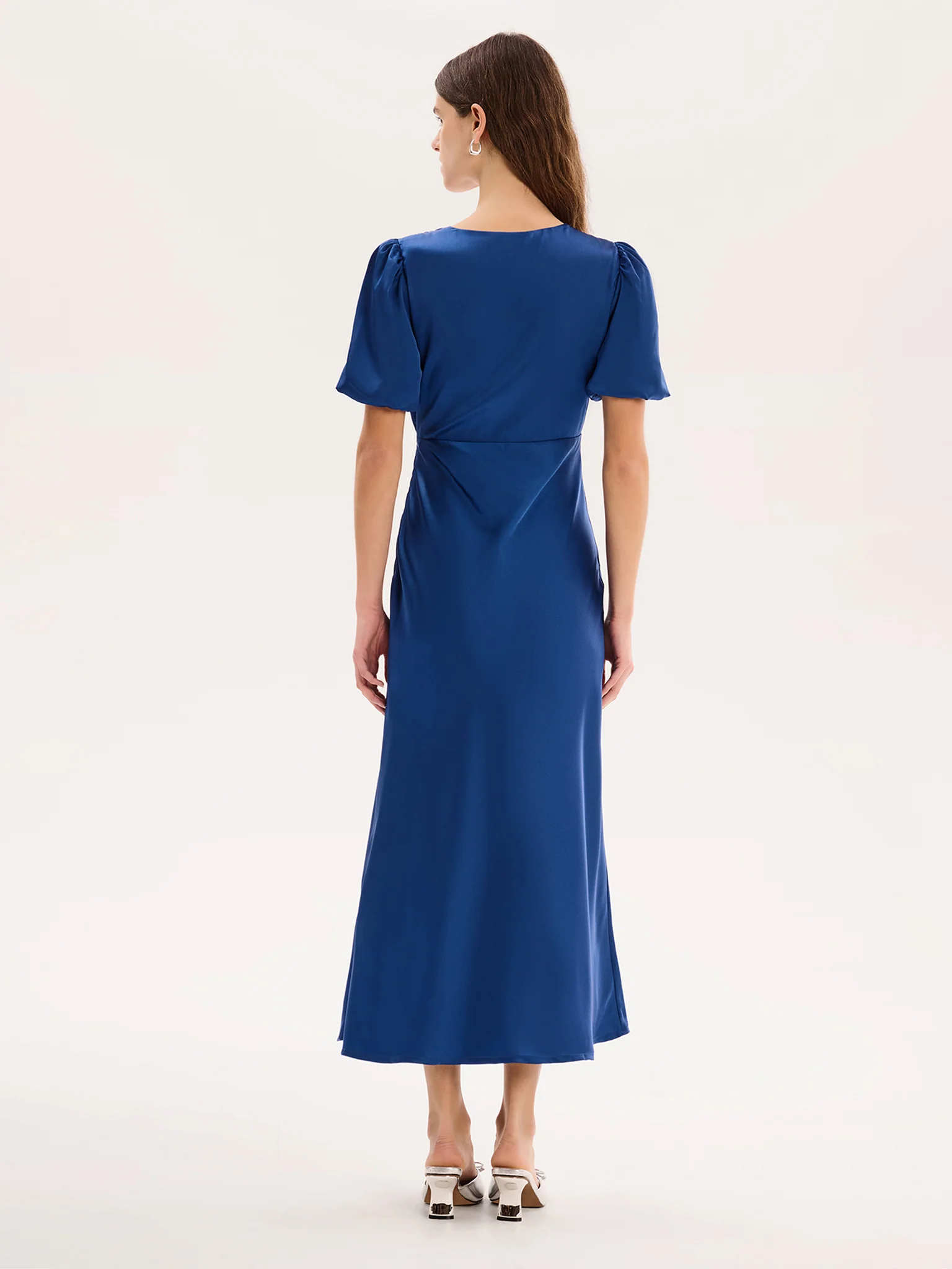 Rosie Puff Sleeve Dress in Navy - Image 3