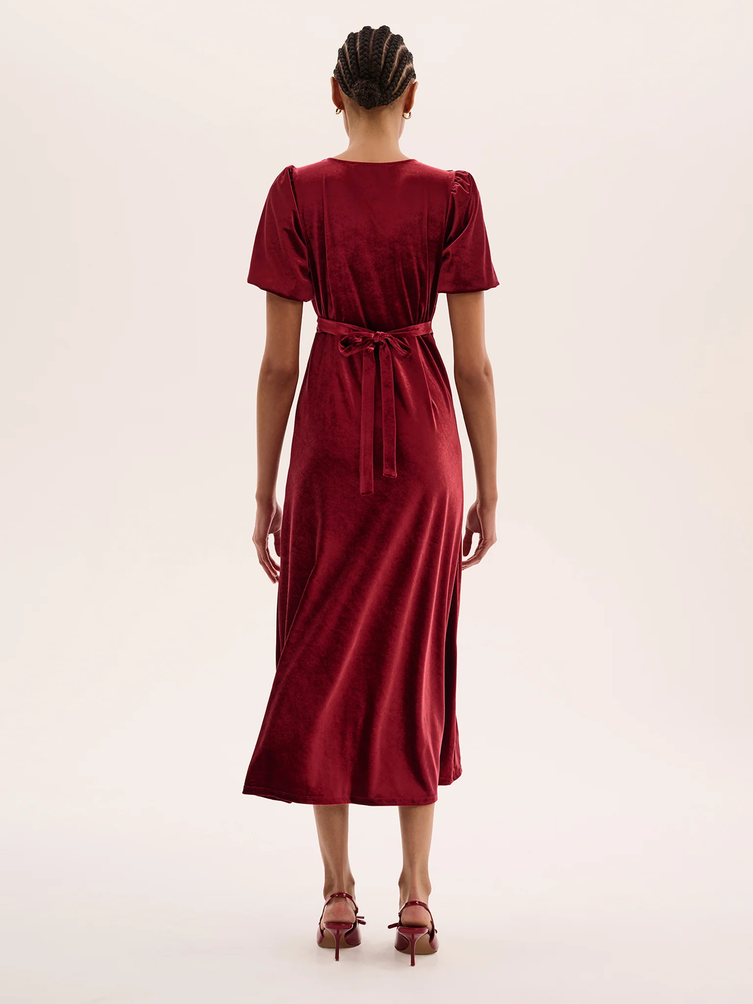 Rosie Velvet Dress in Red - Image 3