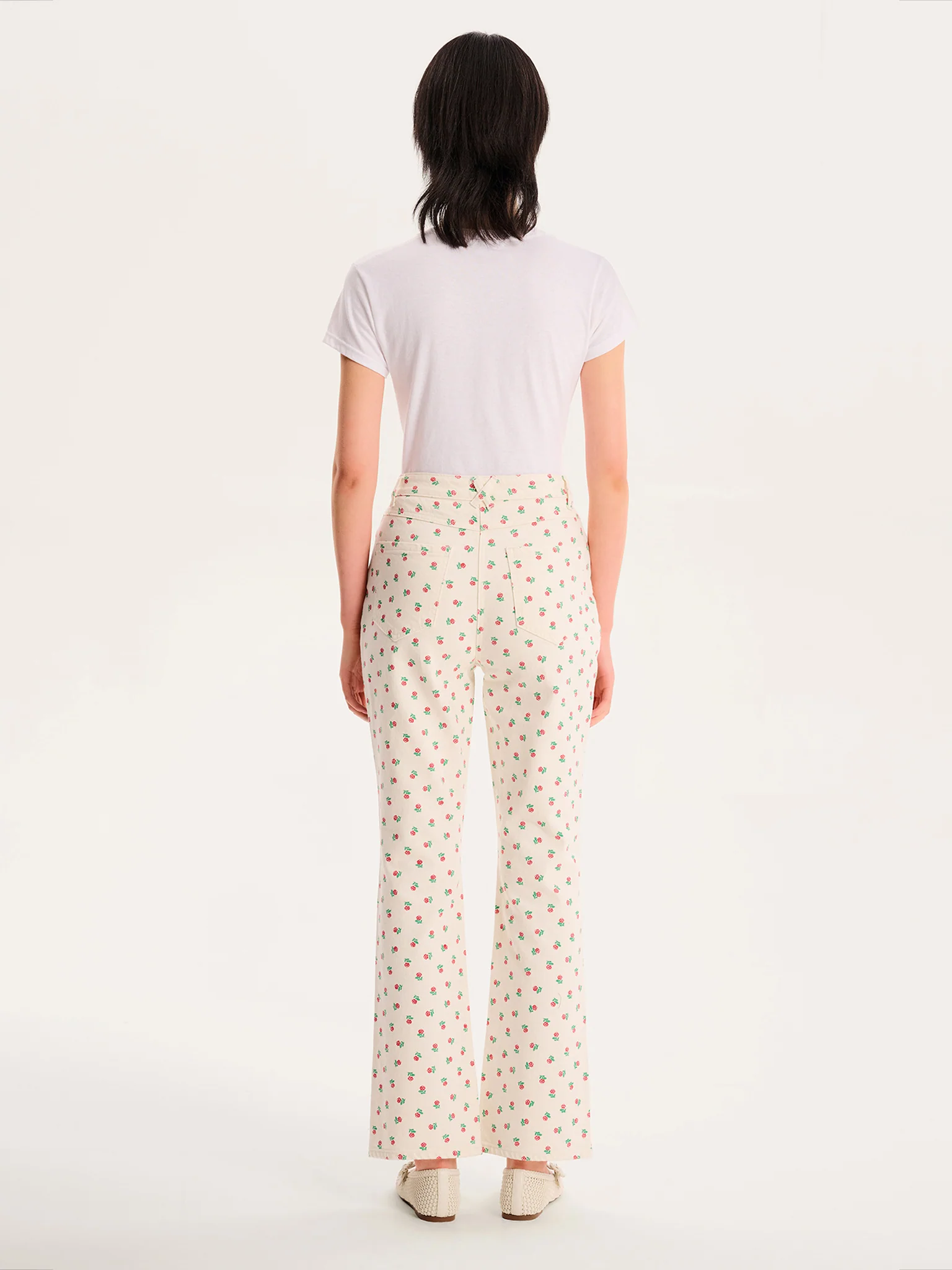 Sarah Jane All Over Rose Jeans in White - Image 4