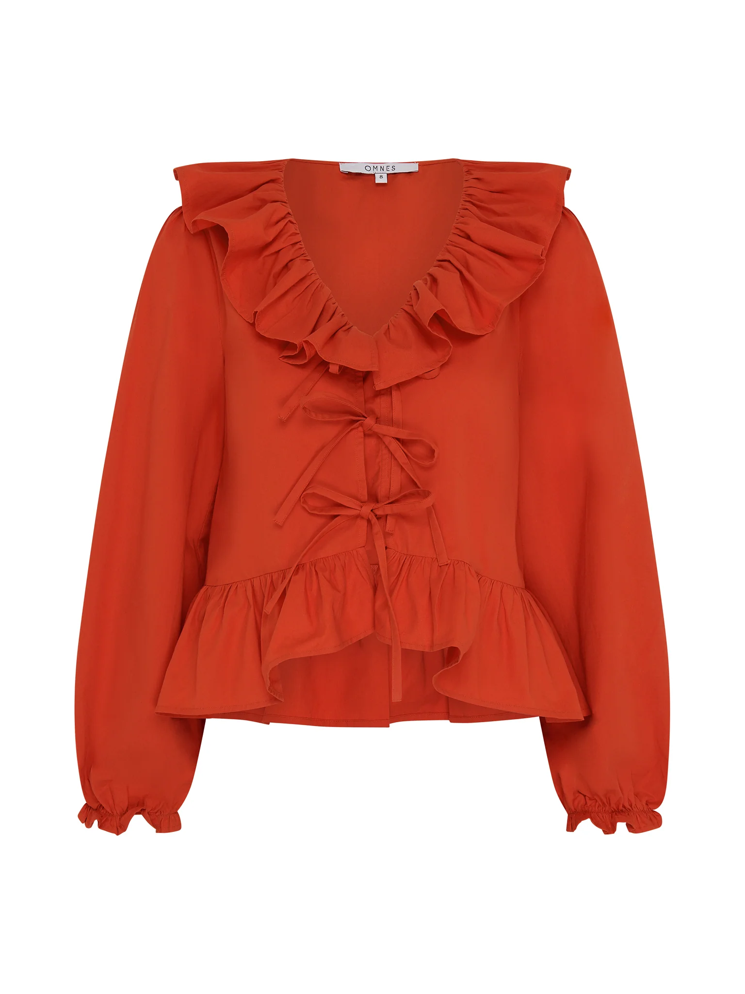 Selena Frill Blouse in Red - Image 4