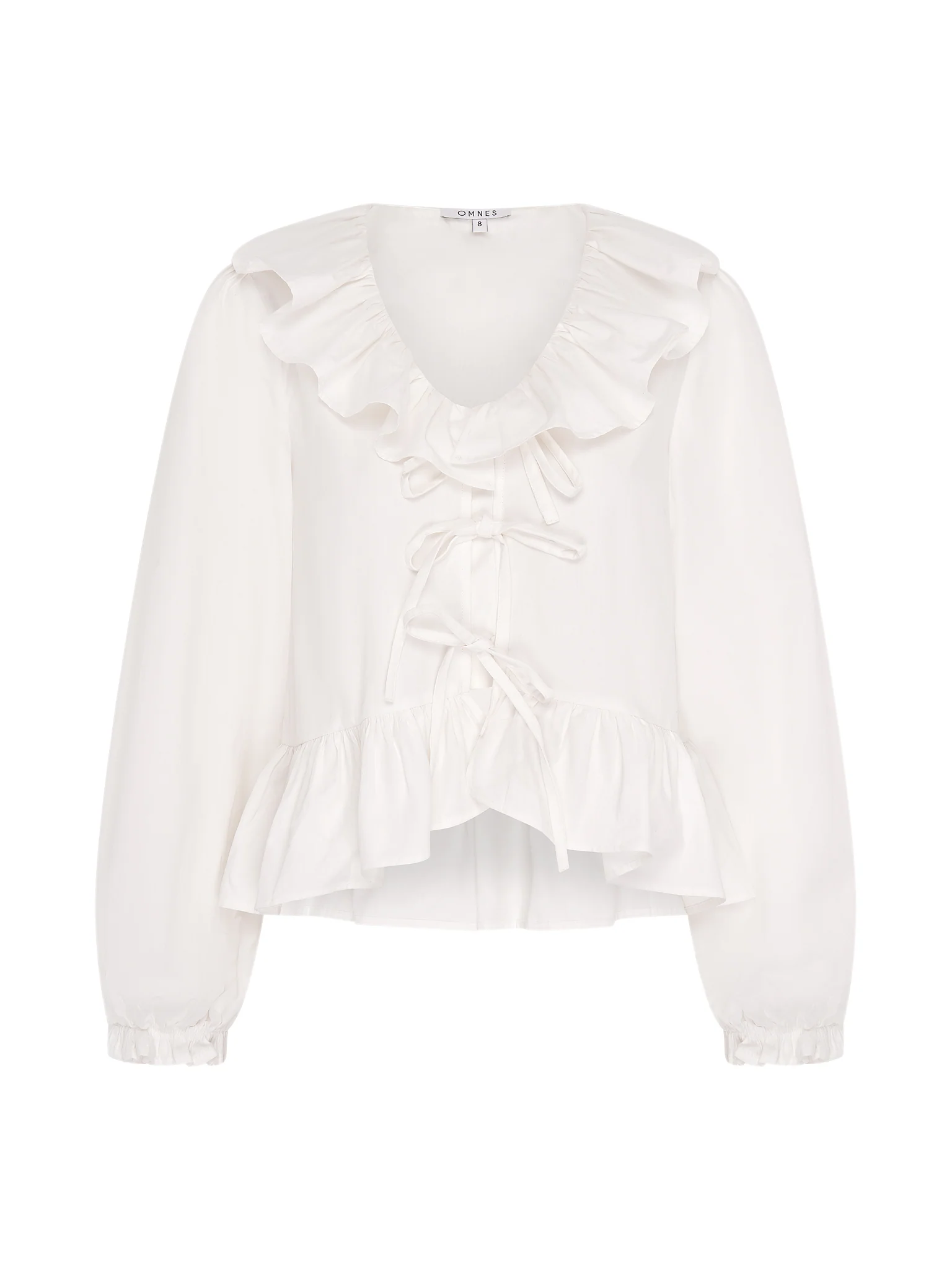 Selena Frill Blouse in White - Image 4