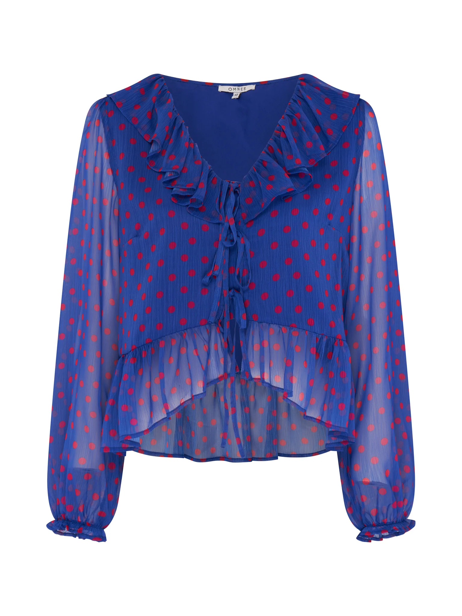 Selina Polka Dot Chiffon Top in Blue - Image 5