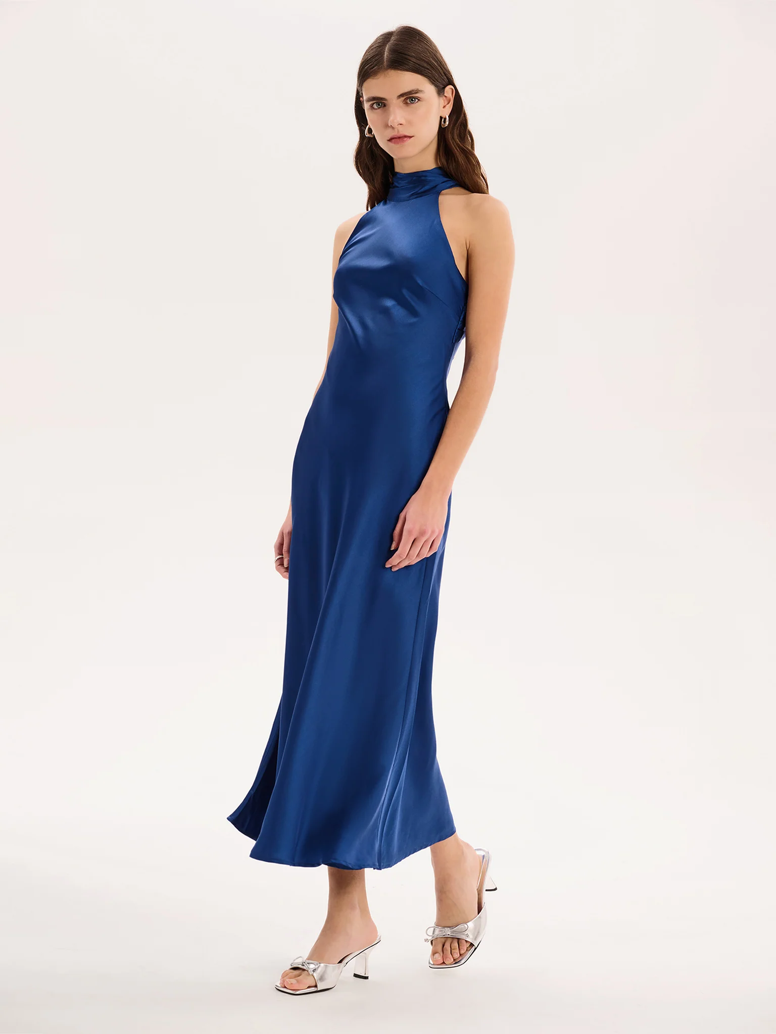 Seychelles Drape Back Detail Dress in Navy - Image 3