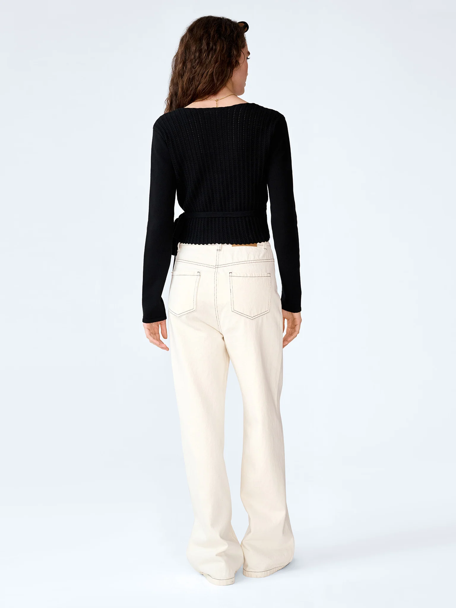 Soleil Knitted Wrap Top in Black - Image 4