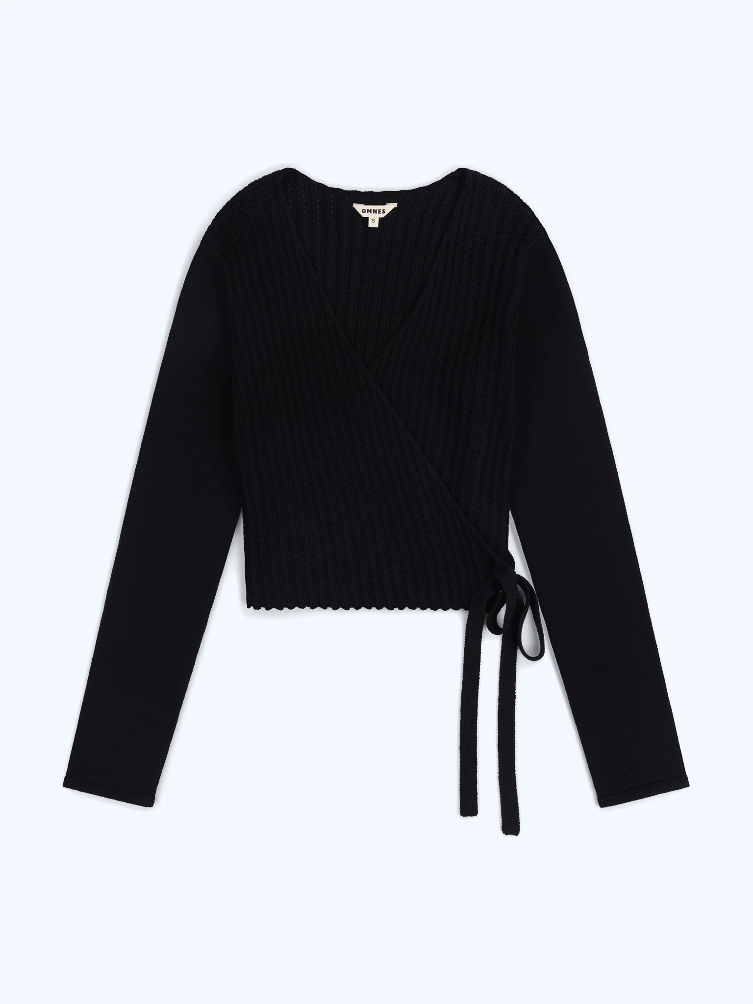 Soleil Knitted Wrap Top in Black - Image 5