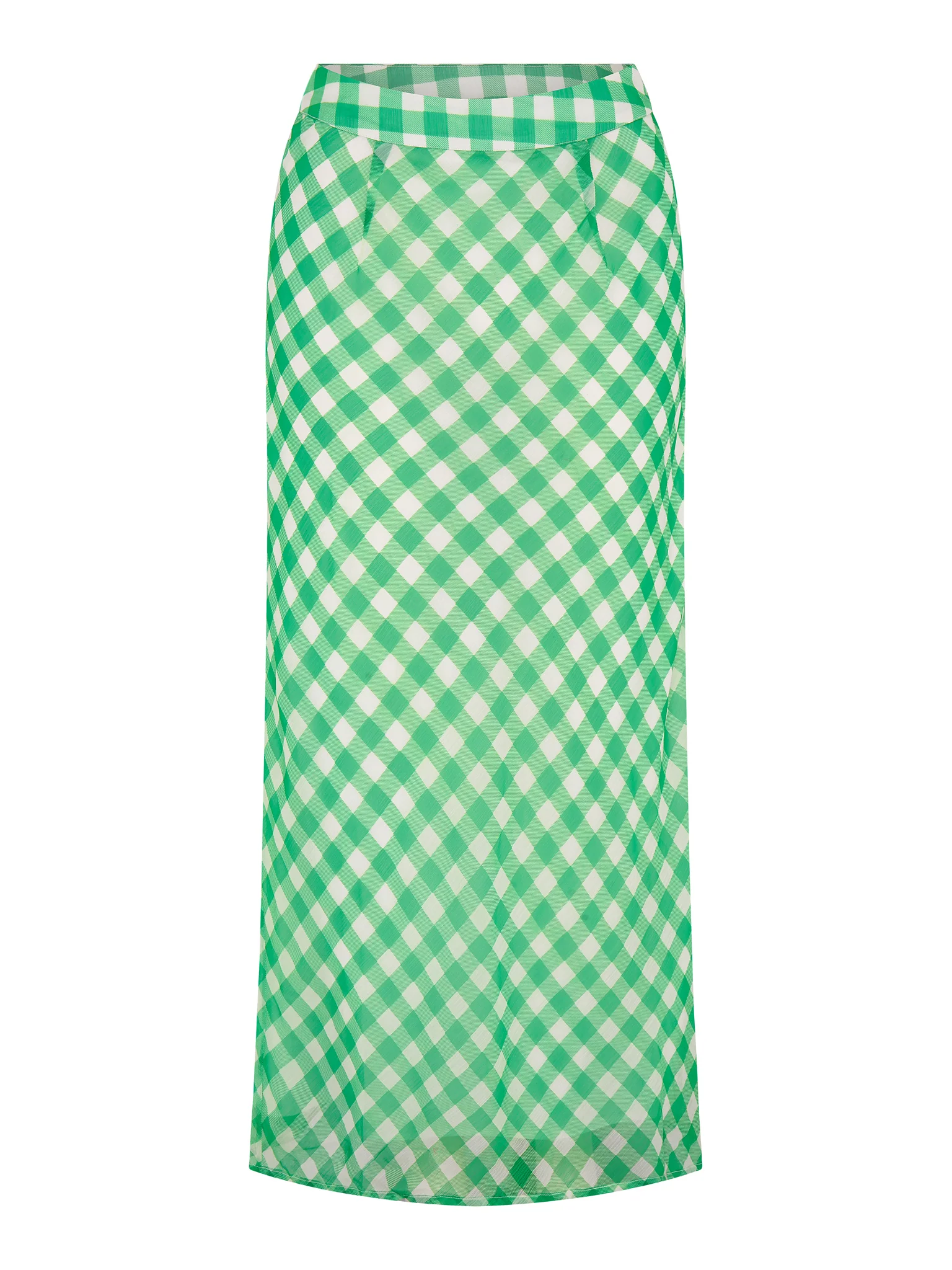 Tabitha Maxi Skirt in Cream and Green Check - Image 5
