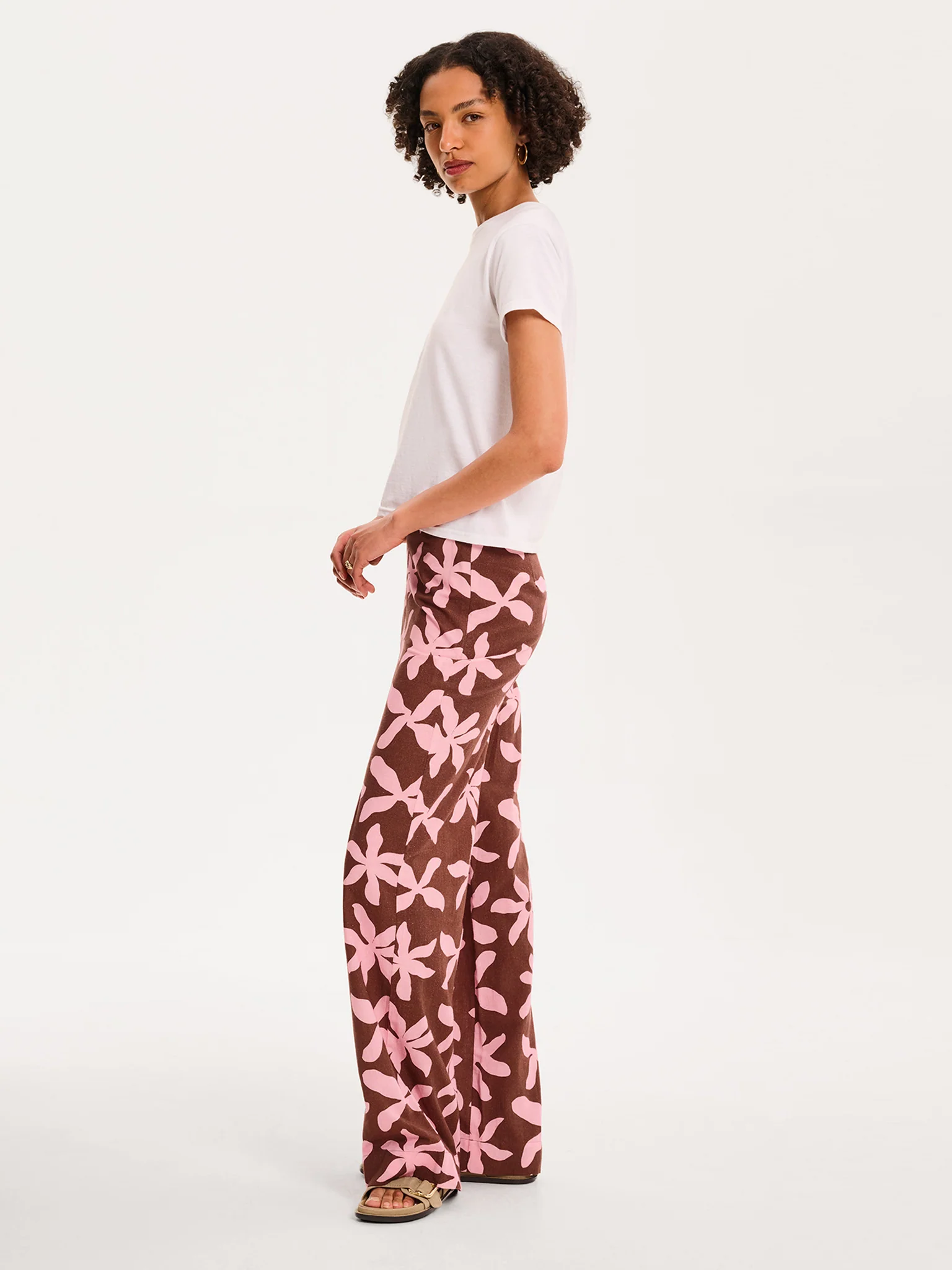 Tommy Trouser in Pink and Chocolate Floral Print - Image 2