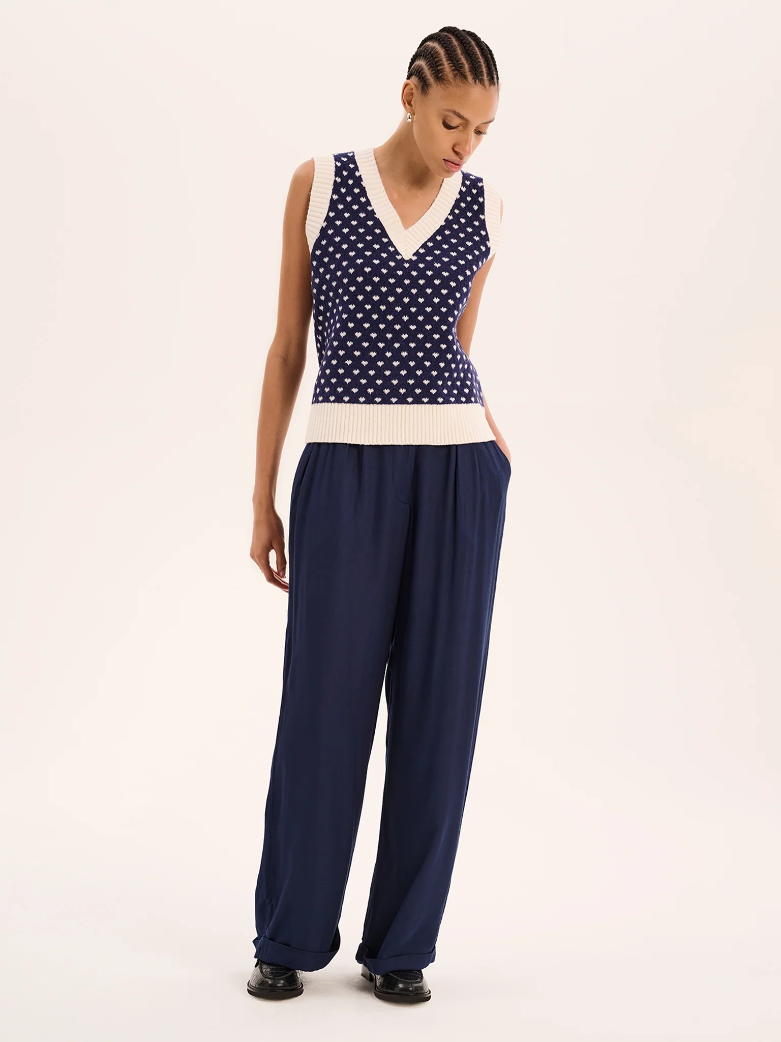 Trinny Mini Heart Vest in Navy - Image 2