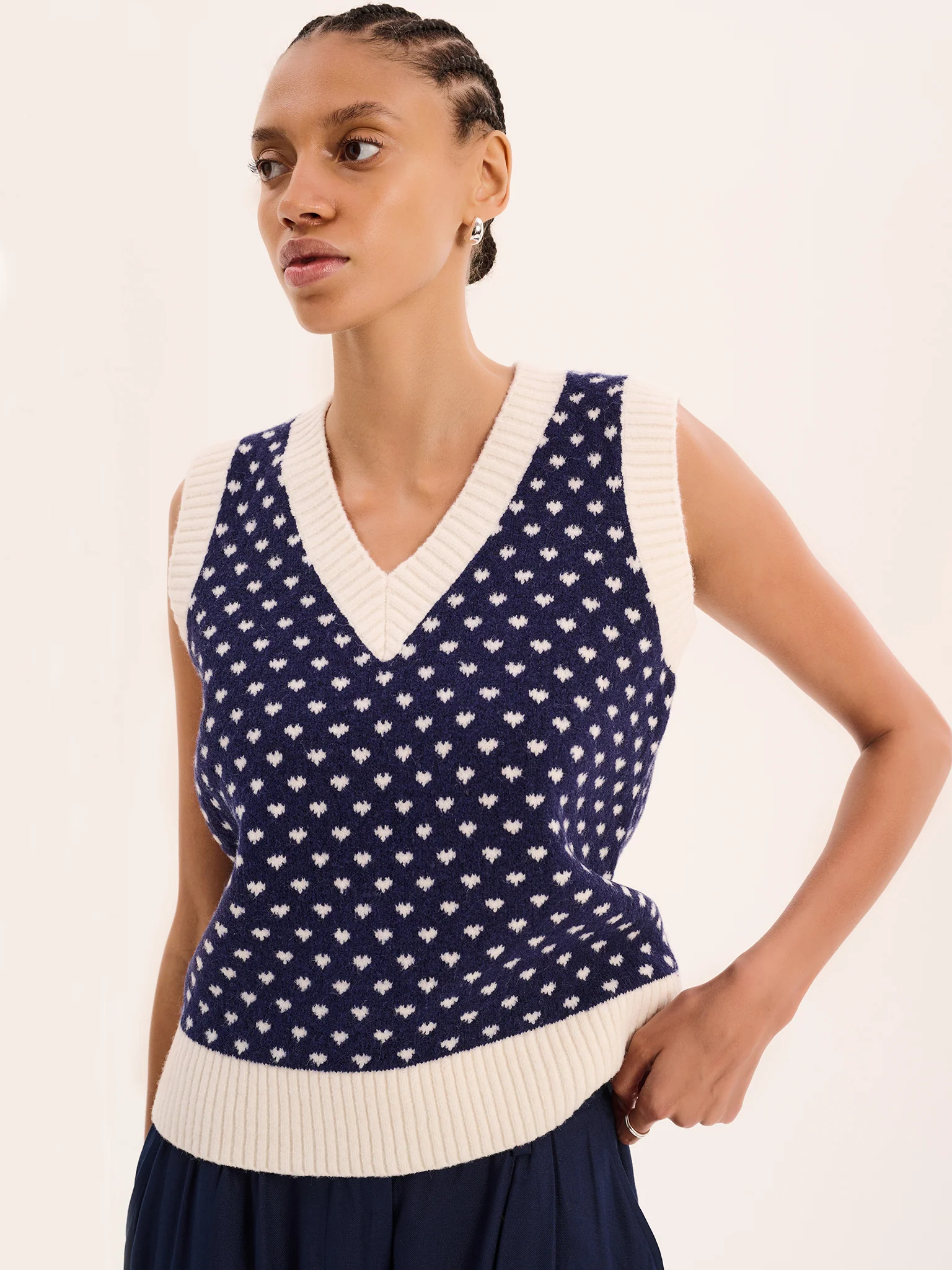 Trinny Mini Heart Vest in Navy - Image 4