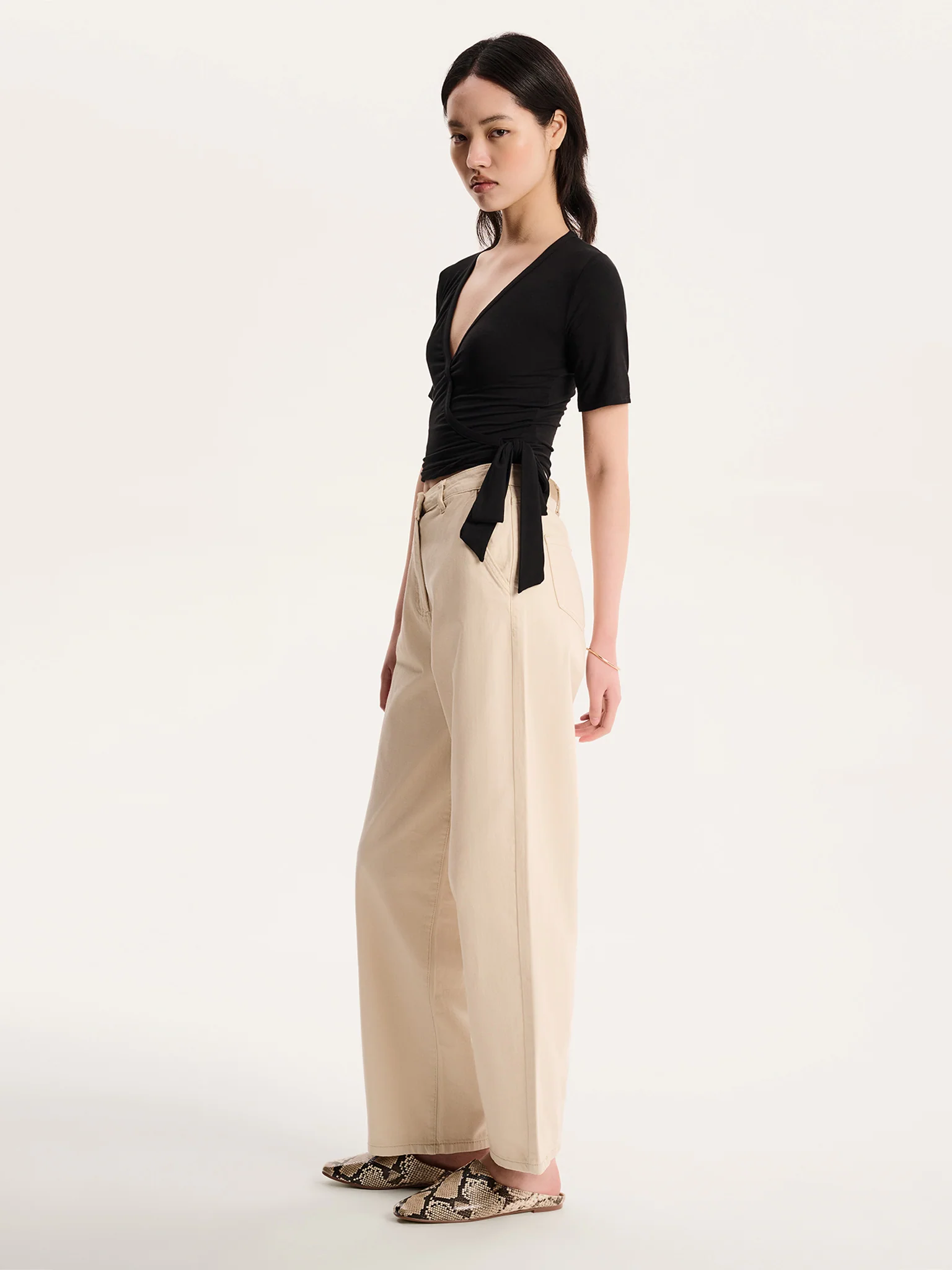 Venus Wrap Top in Black - Image 2