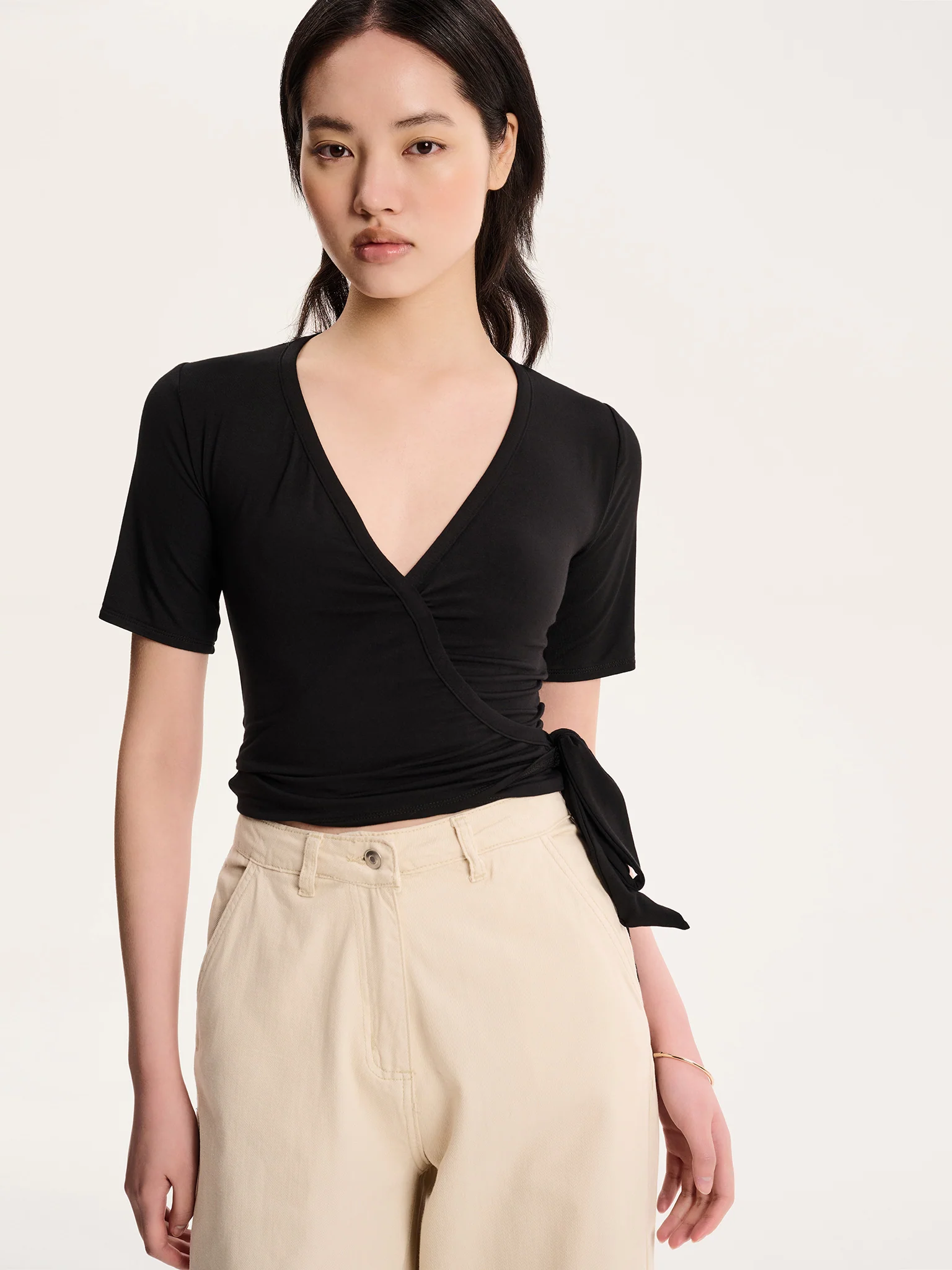 Venus Wrap Top in Black - Image 3