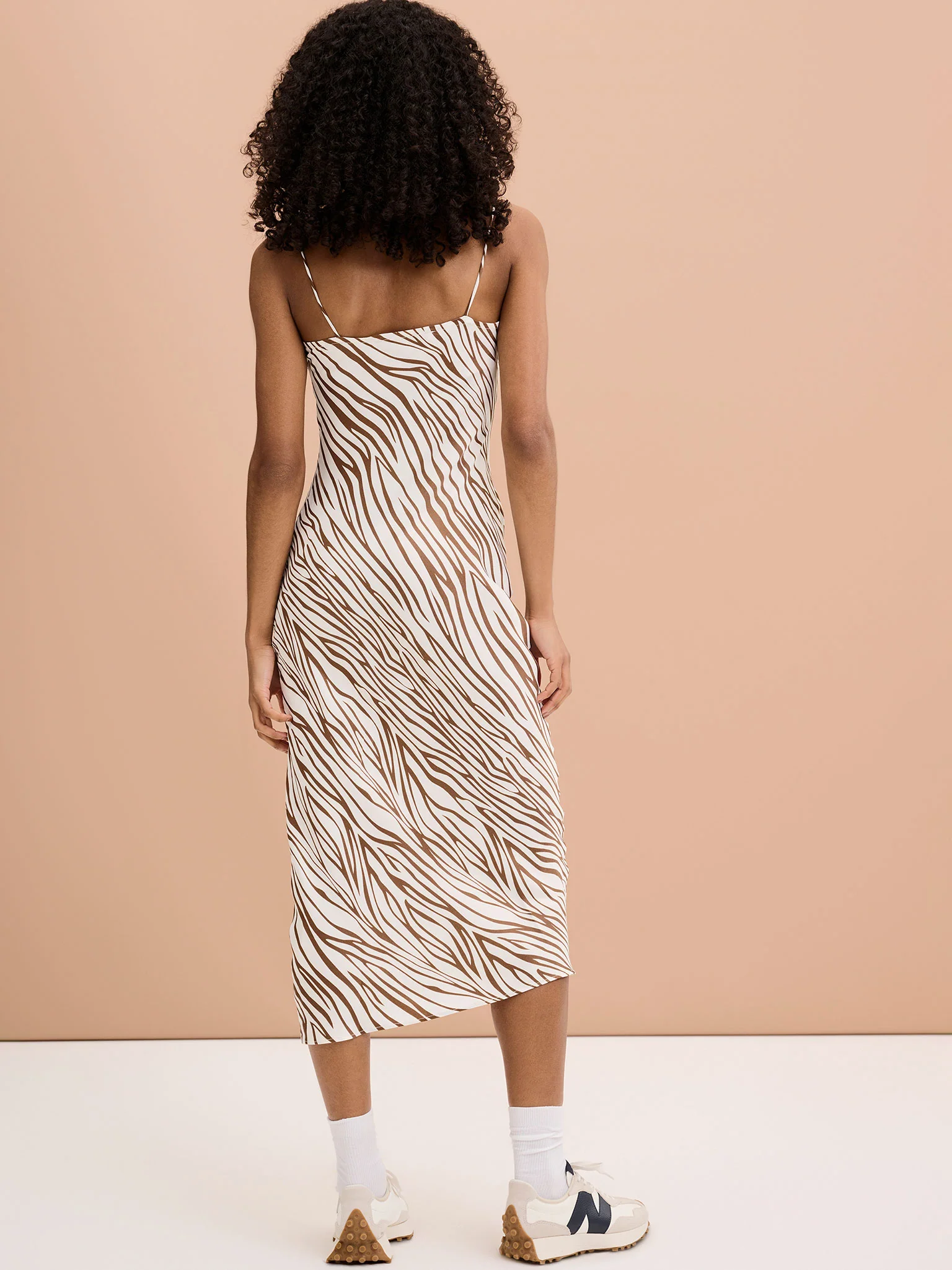 Walsh Slip Dress in Chocolate and Cream - Image 3