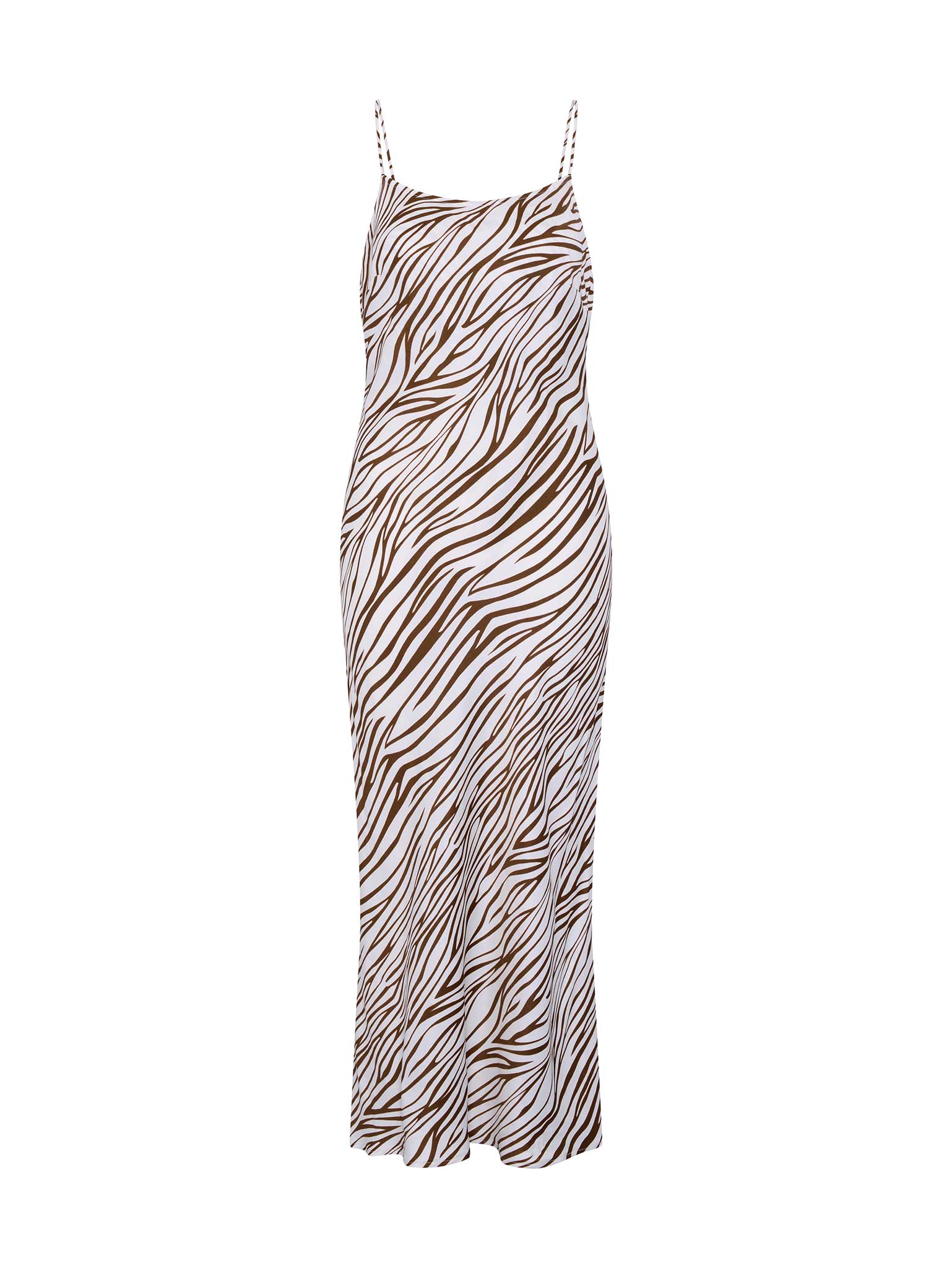Walsh Slip Dress in Chocolate and Cream - Image 5